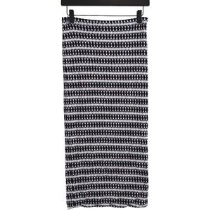 Bisou Bisou Pencil Skirt Womens S Black White Aztec Geometric Midi Stretch